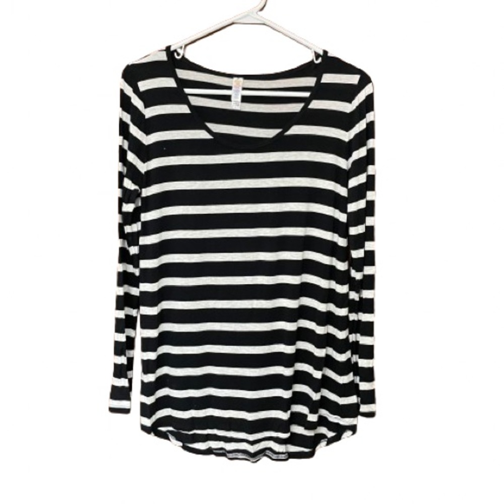 LuLaRoe Lynnae Black Cream Striped Size Small